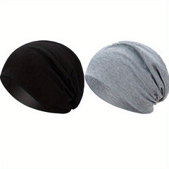 2pcs Solid Thin Headgear Hat European American Autumn Winter Warm Cap