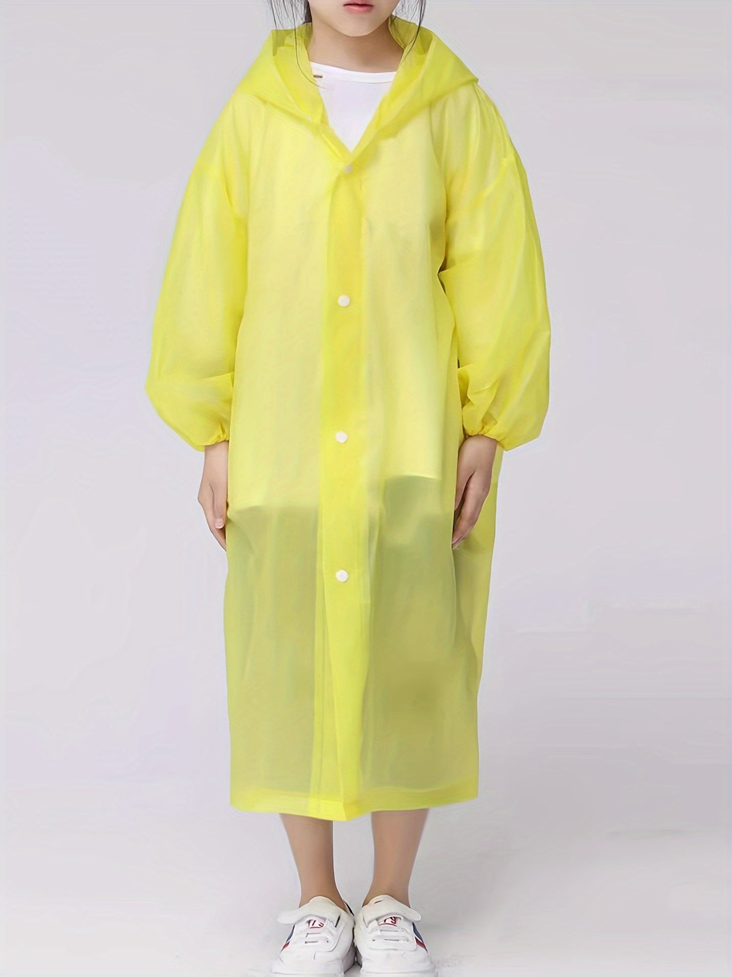 Kids Reusable Transparent Raincoat Button Front