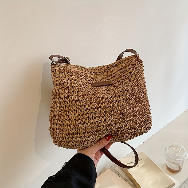 Woven Straw Bag Retro Mini Crossbody Bag for Travel Holiday Beach