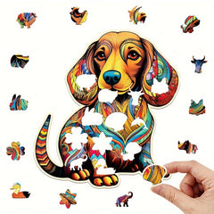 Wooden Dog Jigsaw Puzzle Irregular Shape Christmas Gift