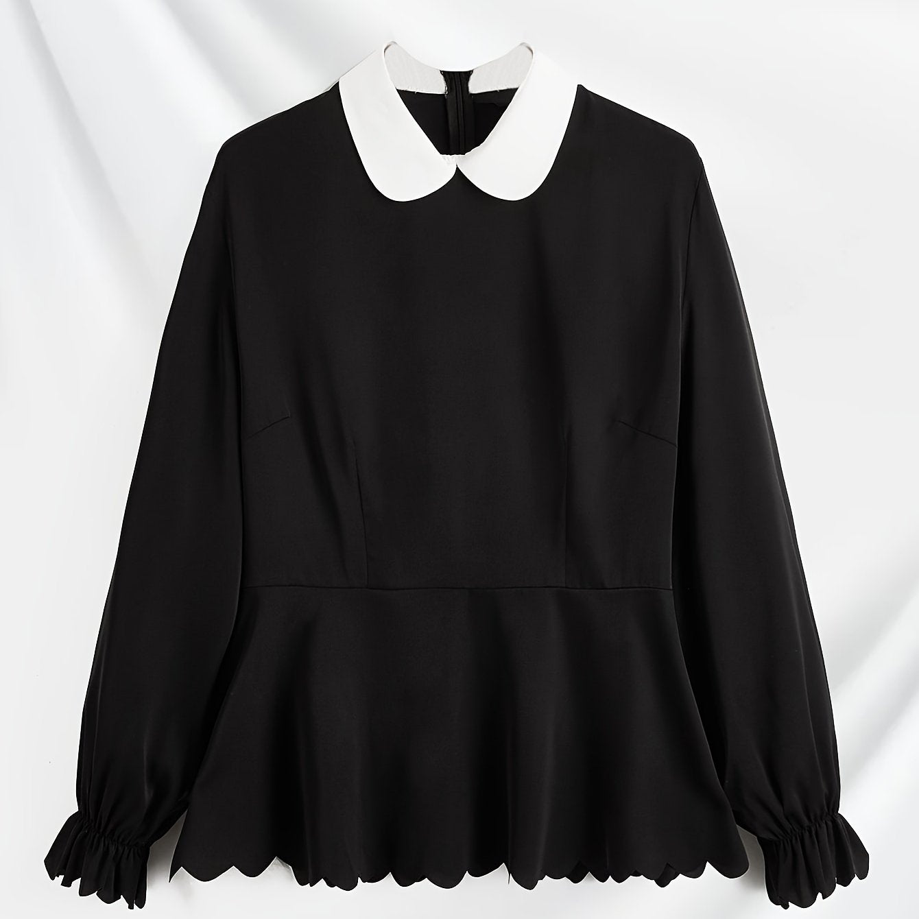 Colorblock Long Sleeve Peplum Top