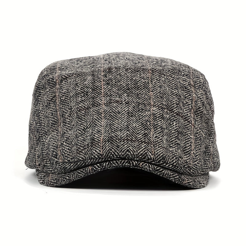 Men's Duckbill Cap Plaid Woolen Beret