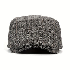 Men's Duckbill Cap Plaid Woolen Beret