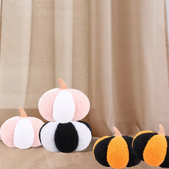Gothic Halloween Pumpkin Plush Toy 19 3D Fluffy Striped Pumpkin Cushion