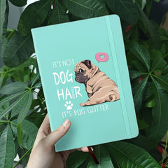 Pug Glitter A5 Hardcover Notebook Band Pen Loop Dog Cover Notes Sketches Journal