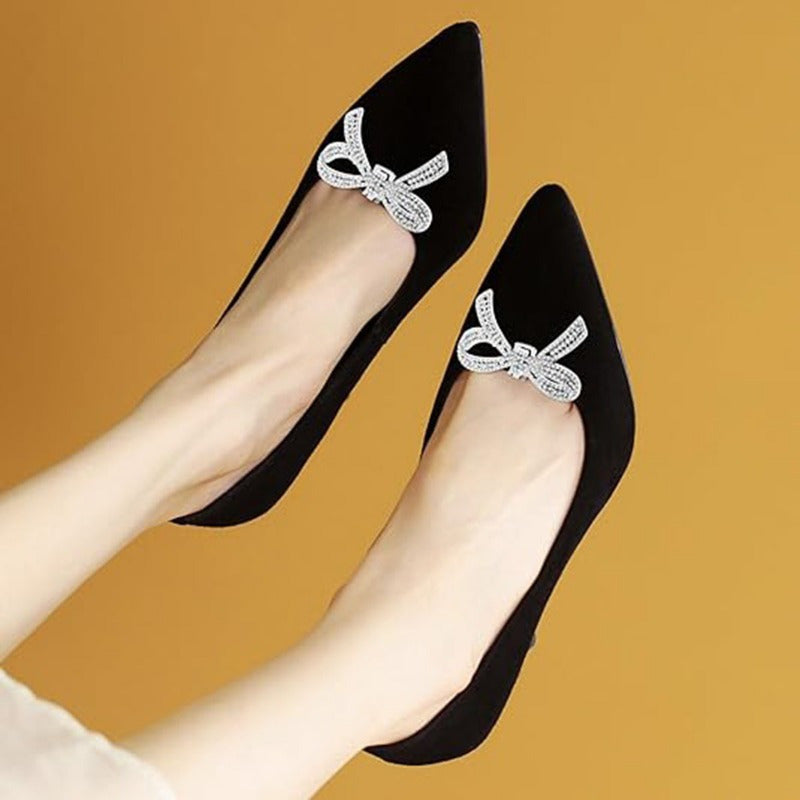 Rhinestone Shoe Bow Clip On Decor for Women Flats Heels Loafers