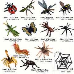 15-Piece Insect & Animal Figurine Set: Butterfly, Mantis, Spider, Bee, Scorpion