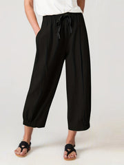 Women's Plus Solid Straight Leg Pants With Pockets