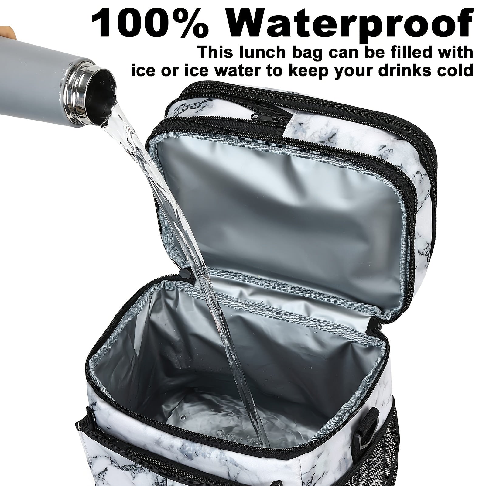 Marble Pattern Picnic Bag Large Capacity Insulation Bag