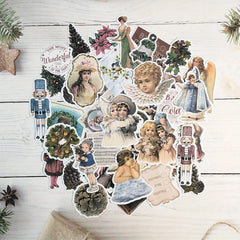 50pcs Merry Christmas Angle And Children Theme Scrapbook Stickers Pack