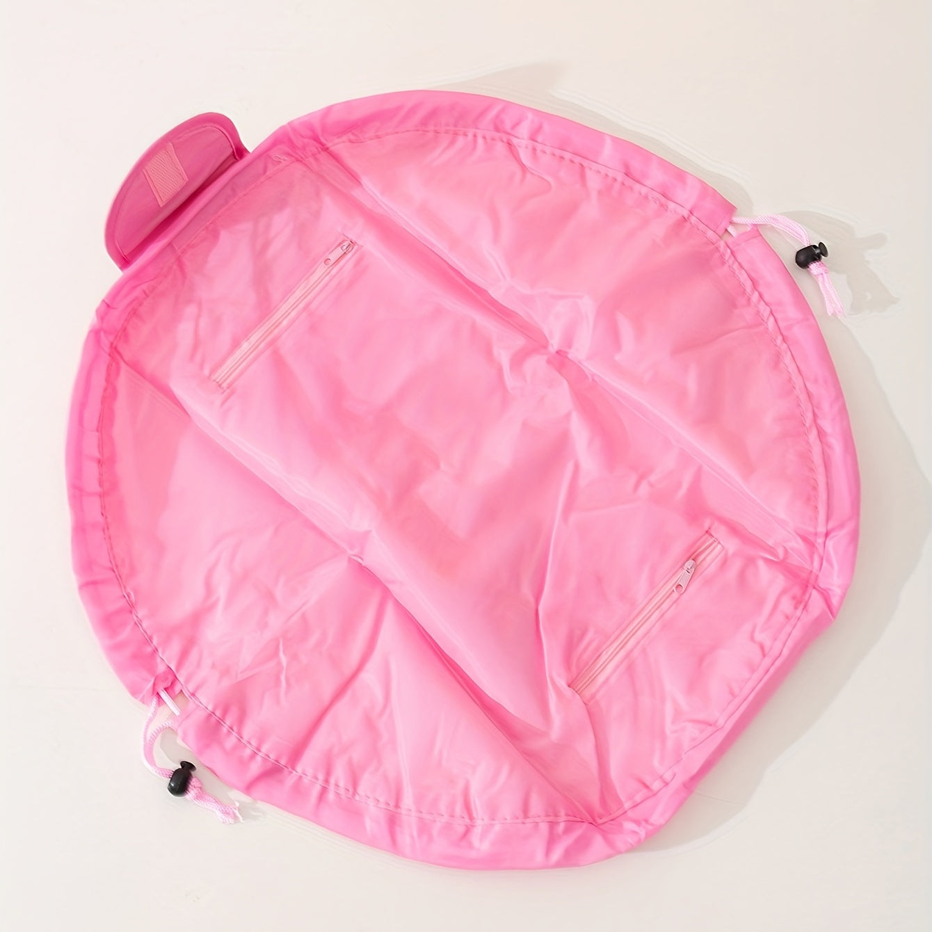 Large Capacity Drawstring Makeup Organizer Lay Flat Makeup Bag