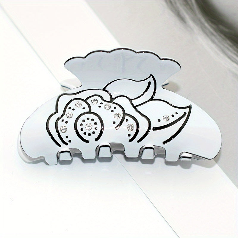 Acrylic Flower Hair Claw Clips Rhinestone Ponytail Holder Women Girls Hair Clip