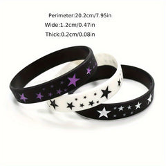 3 Pcs Star Graphic Silicone Bracelet Unisex Sports Wristband