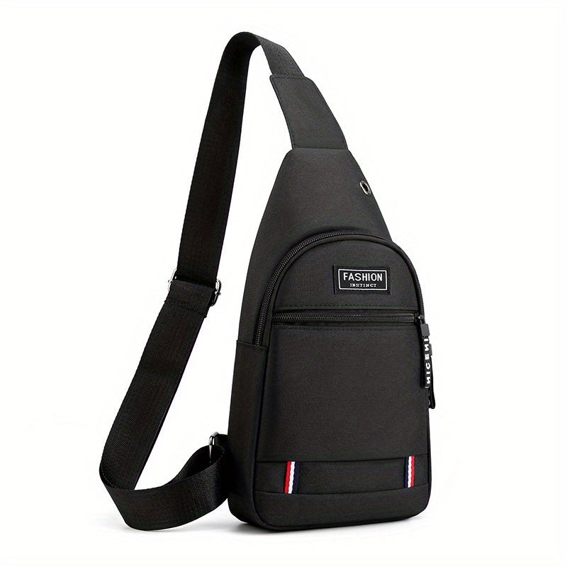 Men's Nylon Crossbody Bag With Earphone Hole Multifunction Diagonal Shoulder Bag