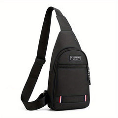 Men's Nylon Crossbody Bag With Earphone Hole Multifunction Diagonal Shoulder Bag