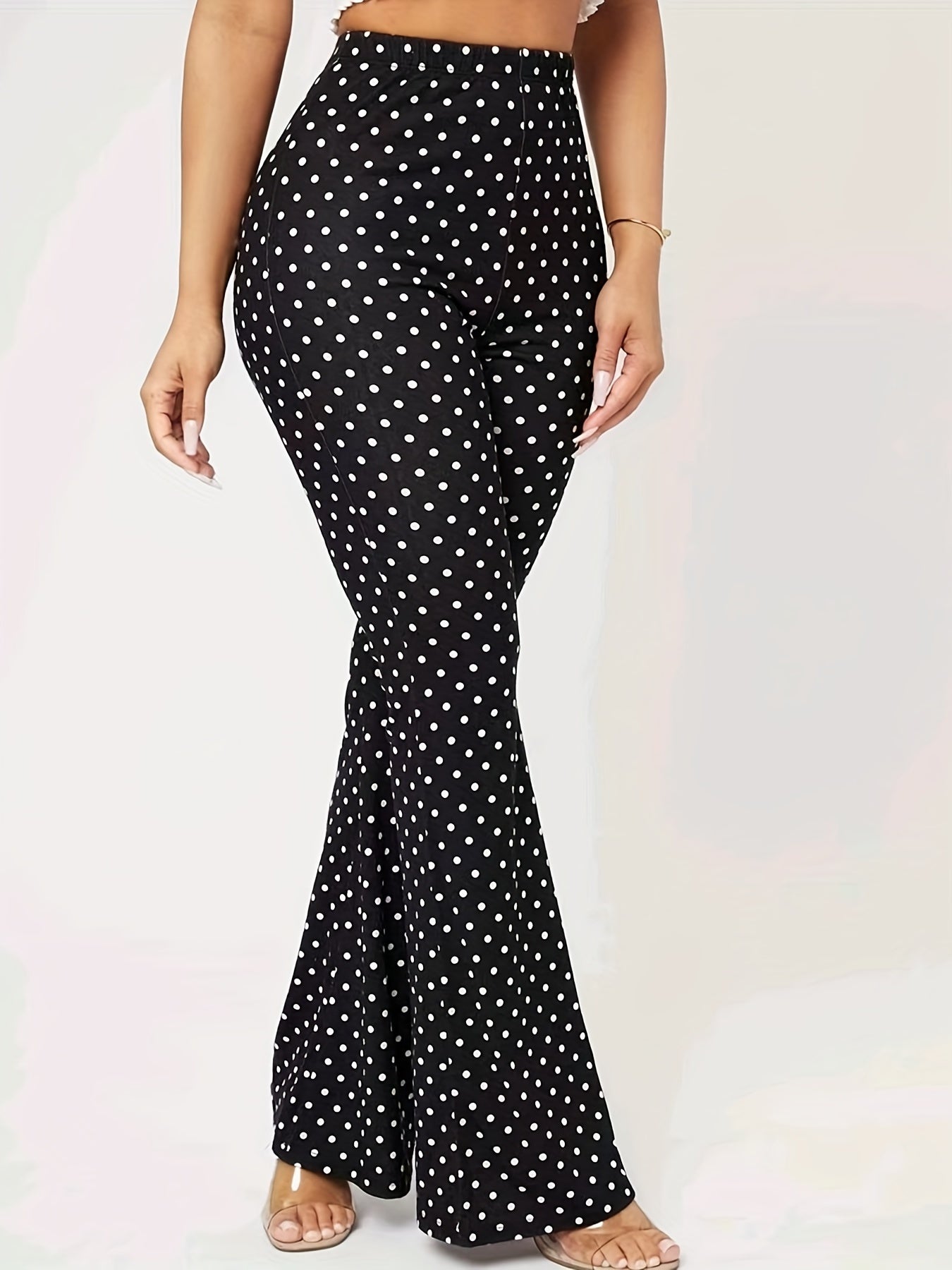 Women's Polka Dot High Waist Flare Leggings for Yoga and Running