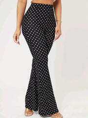 Women's Polka Dot High Waist Flare Leggings for Yoga and Running