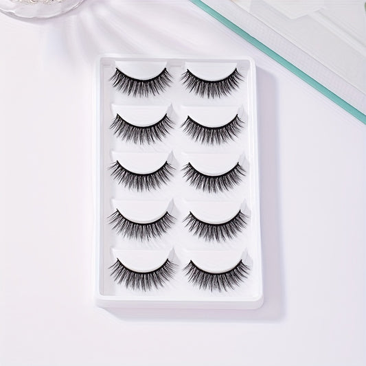 5 Pairs Crisscross Manga Lashes False Eyelashes 12mm Natural Look Japanese Style