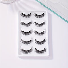 5 Pairs Crisscross Manga Lashes False Eyelashes 12mm Natural Look Japanese Style