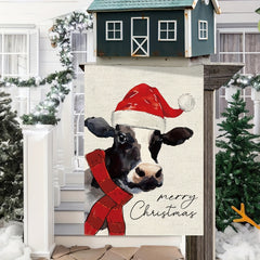 Christmas Cow Garden Flag Double Sided Vertical Rustic Farmhouse Yard Flag