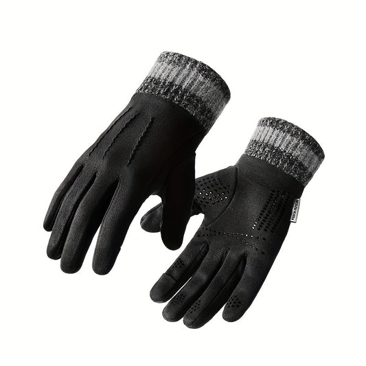 Winter Fleece Non-slip Gloves Men's Outdoor Plus Velvet Wear-resistant