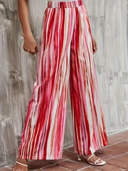 Women's Plus Stripe Print Wide Leg Trousers