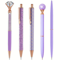 8pcs Purple Ballpoint Pen Set Metal Fancy Pens for Journaling School Office