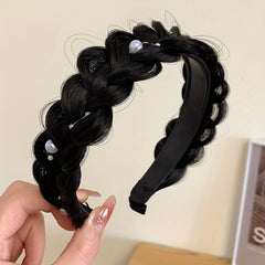 Braided Wig Headband Faux Pearl Hair Hoop Hair Accessories