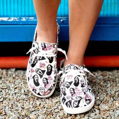 Women's Scream Pattern Slip On Canvas Shoes Halloween Shoes