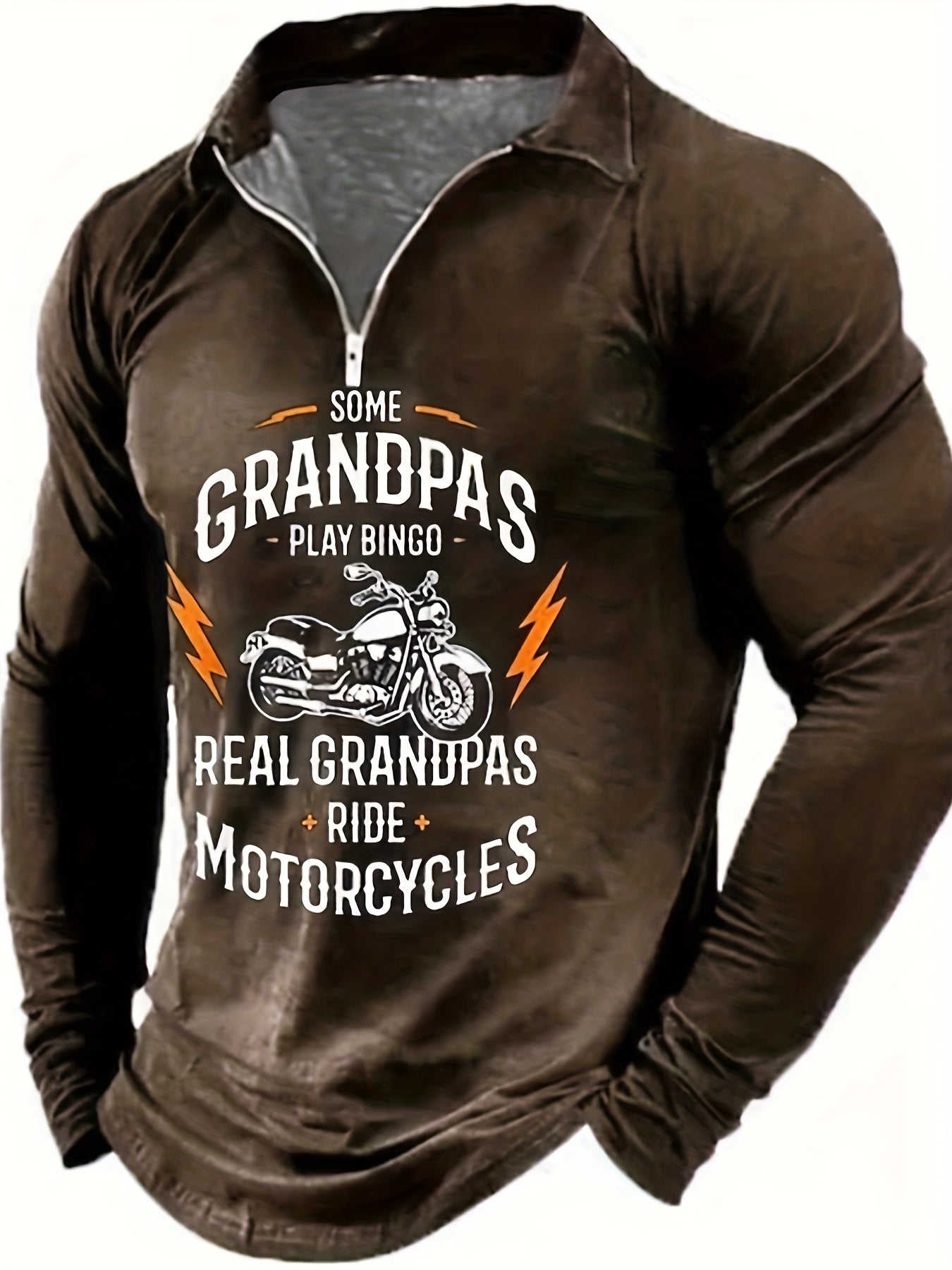 Motorcycle Pattern Men's Long Sleeve Shirt for Autumn