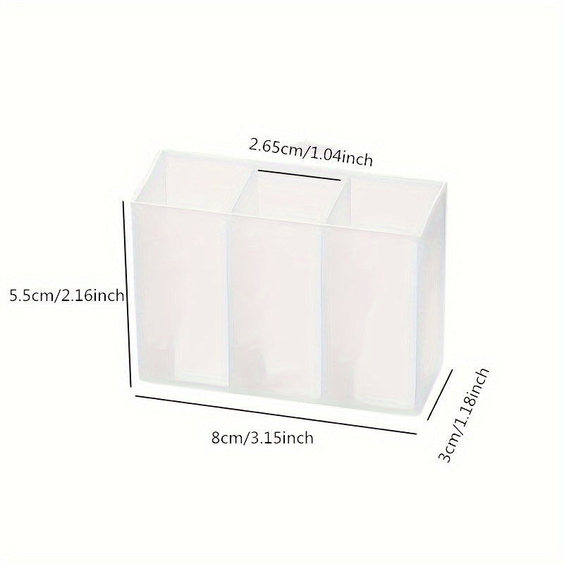 Small 3-Grid Transparent Wall-Mounted Storage Box for Eyebrow Pencil Lipstick
