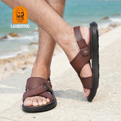 LAORENTOU Men's Non Slip Sandals Wear resistant Comfy Beach Shoes