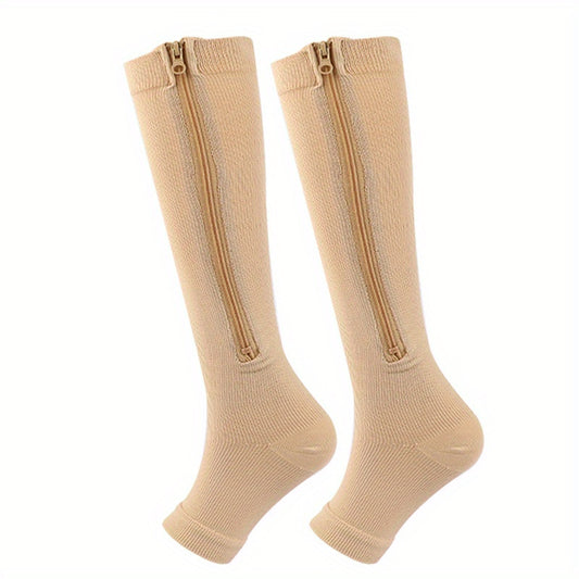 Zipper Athletic Stockings Mid Calf Sports Socks For Men And Women