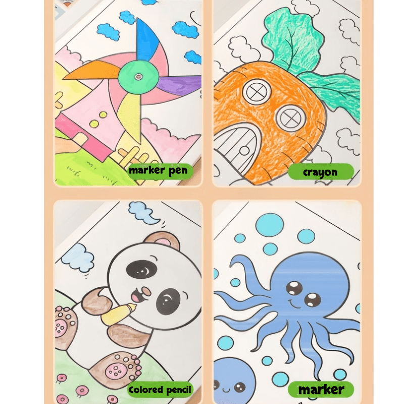 52 Page Kids Coloring Book with Animals Magical Scenes & Creative Designs Cover