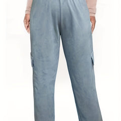  Y2K Pants Women's Plus Solid High Rise Medium Stretch Elastic Cargo