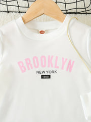 Girls 'Brooklyn' Print Crew Neck Sweatshirt Top for Spring Fall