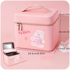 Cosmetic Bag With Mirror Makeup Organizer With Foldable Tray