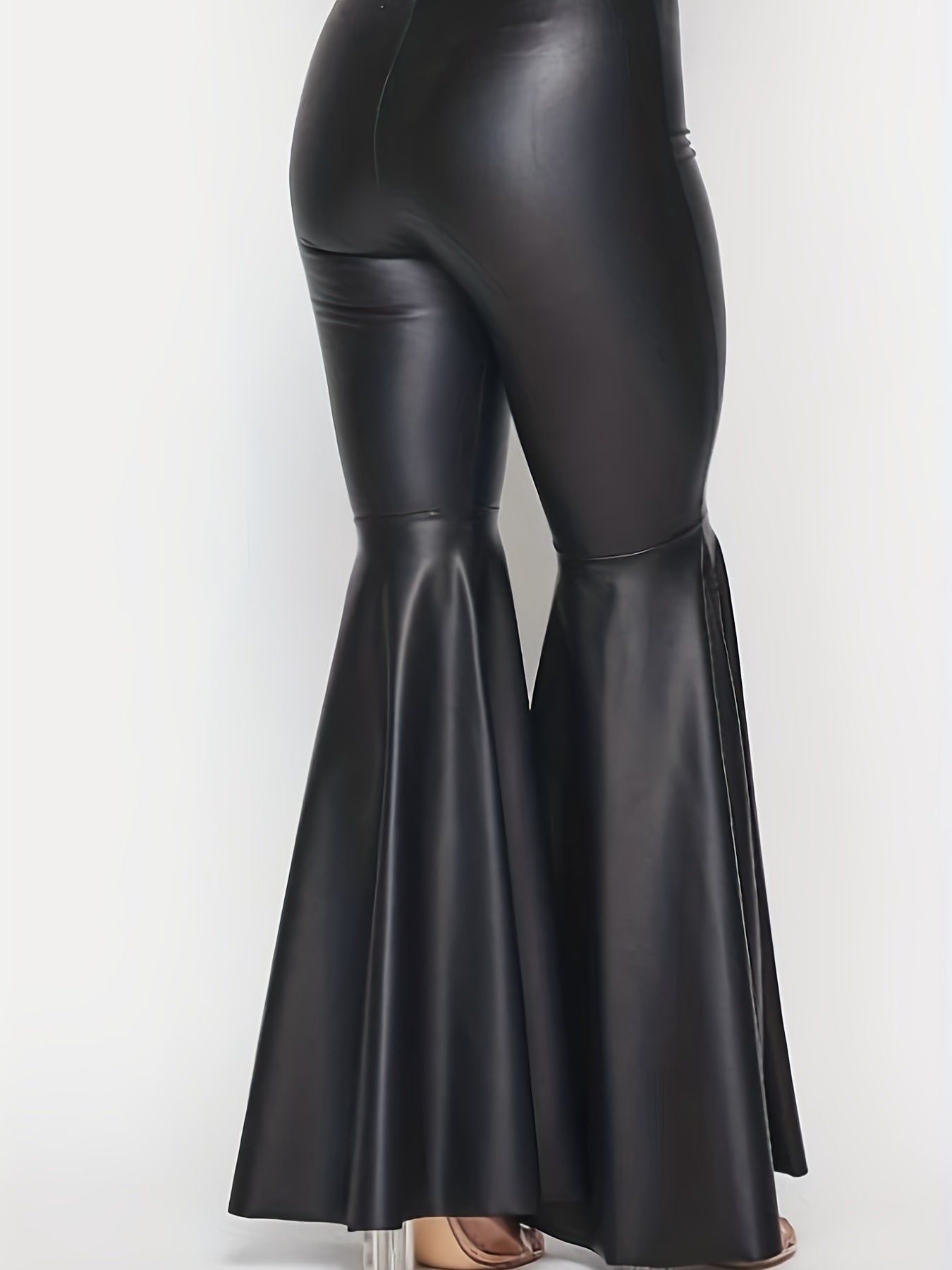  Solid Shinny High Stretch Flared Leg Pants