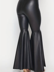  Solid Shinny High Stretch Flared Leg Pants