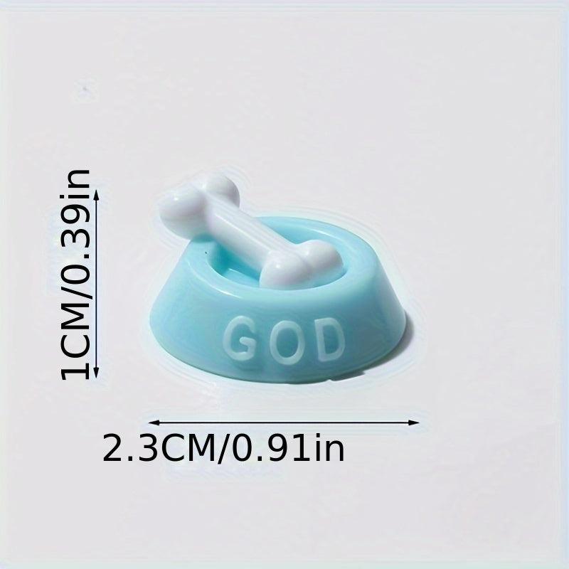 1pc Dog Bowl Figurine Resin GOD Embossed Micro Garden Decor Display Models