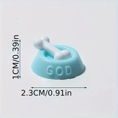 1pc Dog Bowl Figurine Resin GOD Embossed Micro Garden Decor Display Models