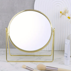 Vintage Metal Makeup Mirror Double Sided Round Beauty Mirror