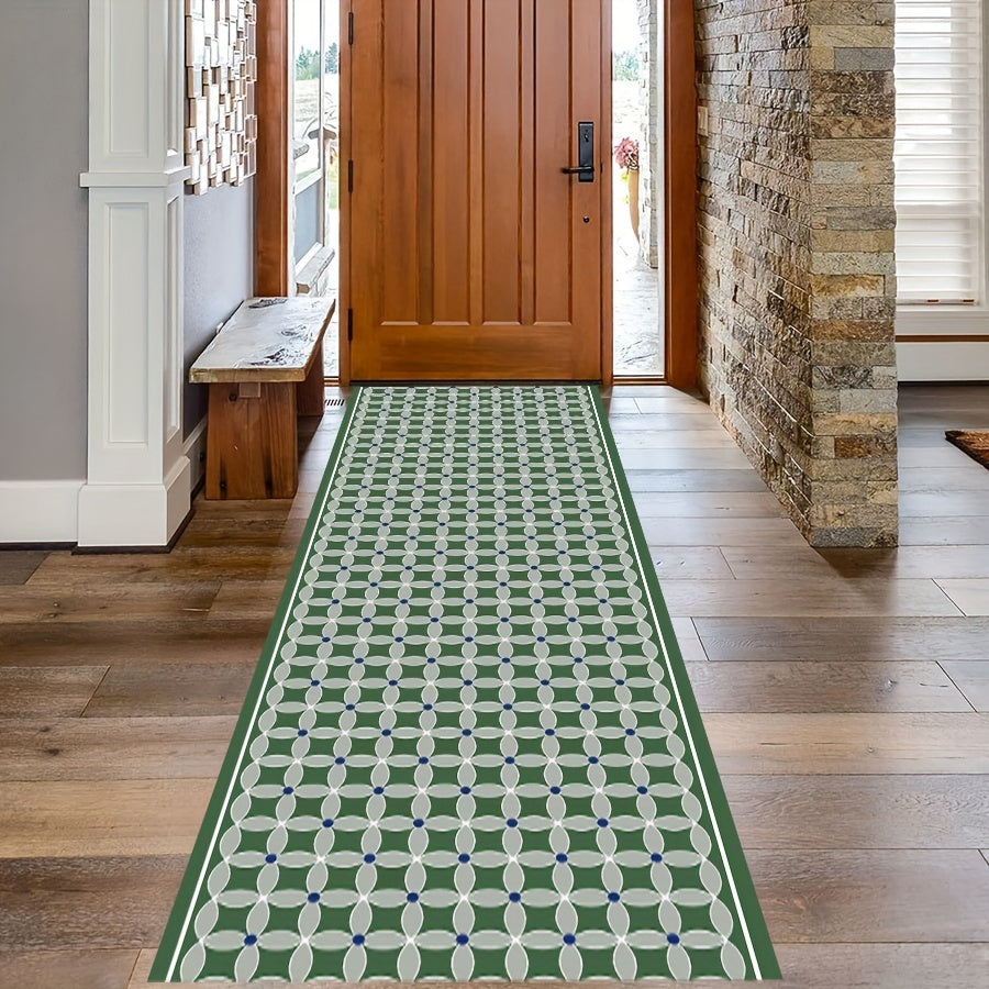 Marble Print Area Rug Grid Print Entrance Decor