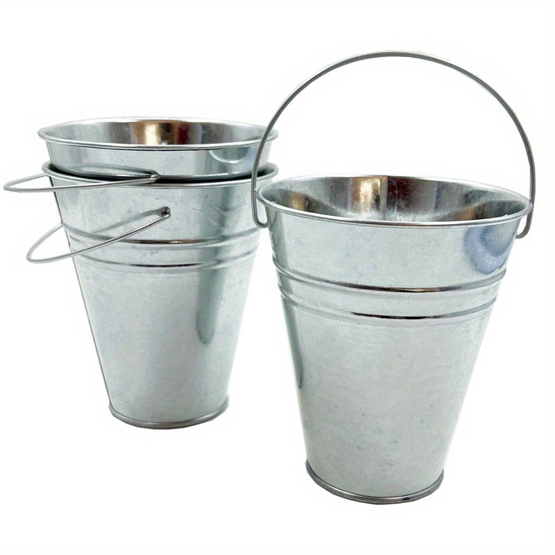 3pc Galvanized Metal Buckets - Wedding Decor, Party Centerpieces, Garden