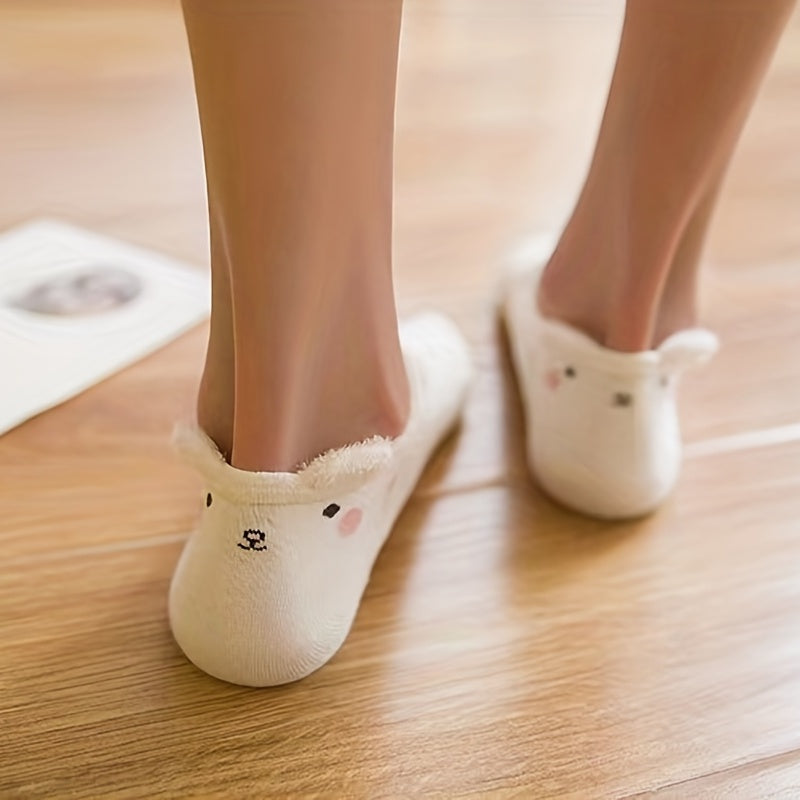 10 Pairs Cartoon Animal Print Socks Women's Low Cut Ankle Stockings