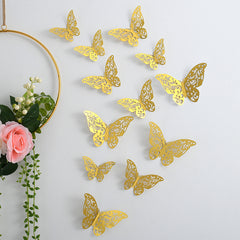 3D Hollow Butterfly Wall Stickers Metal Texture Wall Decor for Living Room