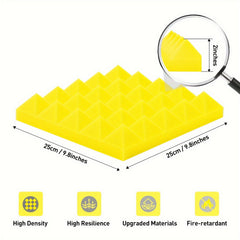 24pcs Yellow Pyramid Sound Absorbing Cotton for Recording Room