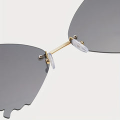 Butterfly Rimless Sunglasses UV400 Tinted Rivet Glasses