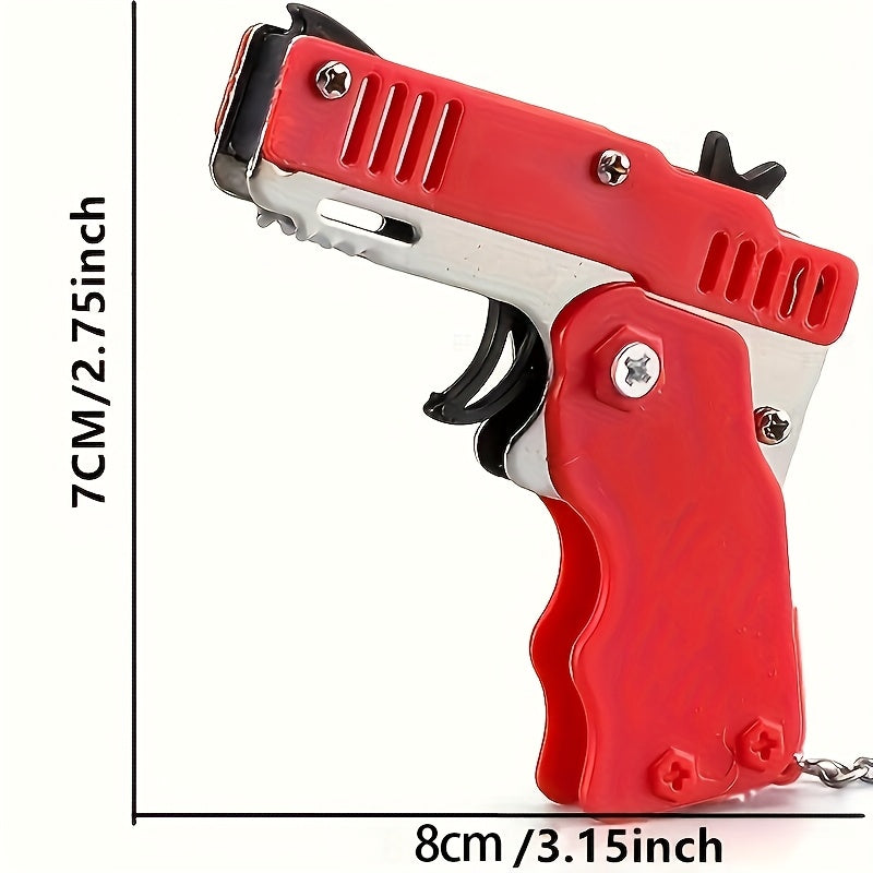 Rubber Band Launcher Toy Set Six Shot Keychain