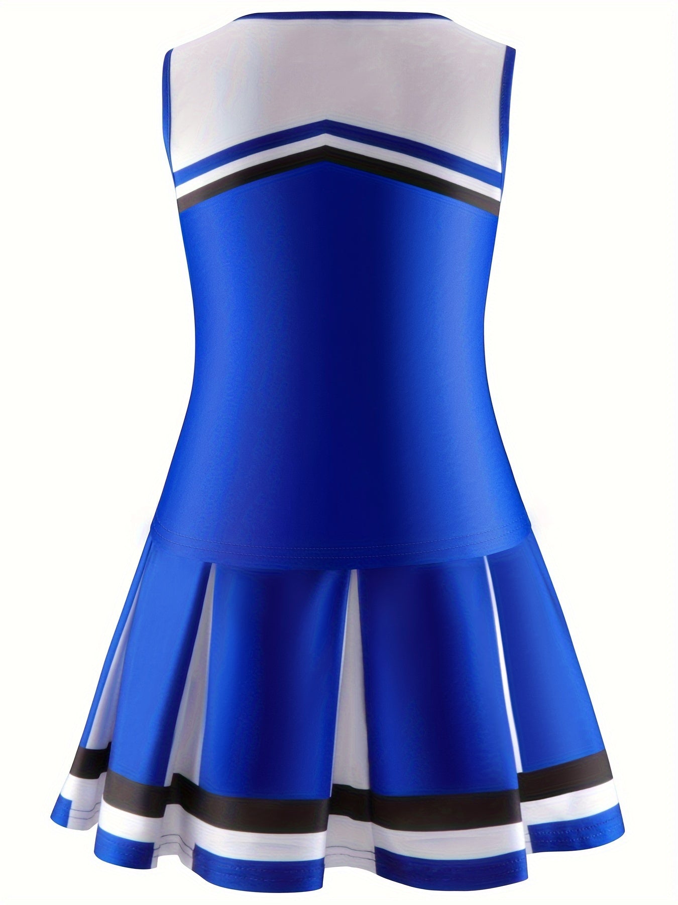 2pcs Girls Splicing CHEER Print Top Pleated Skirt Set